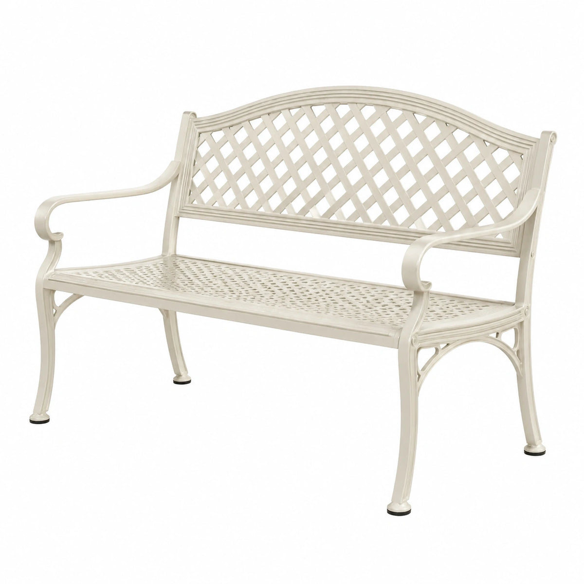 Banc d'extérieur classique ajouré en aluminium blanc, 120 x 60 x 90 cm