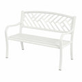 Banc de jardin en acier blanc 120 x 60 x 90 cm avec dossier ajouré décoratif