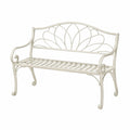 Banc de jardin en métal Blanc 122 x 58 x 93 cm à motifs floraux avec accoudoirs