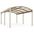 Abri voiture 500 x 300 x 250 cm en métal beige avec toiture cintrée translucide