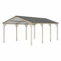 Abri extérieur en acier 600 x 300 x 270 cm Beige et Gris foncé avec toit à deux pentes