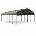 Abri extérieur à toit cintré 600 x 300 x 280 cm en acier et polycarbonate, Vert foncé et Gris foncé