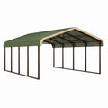 Abri de voiture 600 x 300 x 270 cm en acier et polycarbonate vert, marron et beige