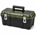 Boîte à outils en plastique 50 x 27 x 25 cm Vert, Noir et Transparent avec organiseurs et poignée