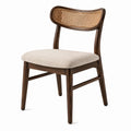 Chaise rétro 48 x 55 x 82 cm en bois brun foncé, cannage naturel et assise beige