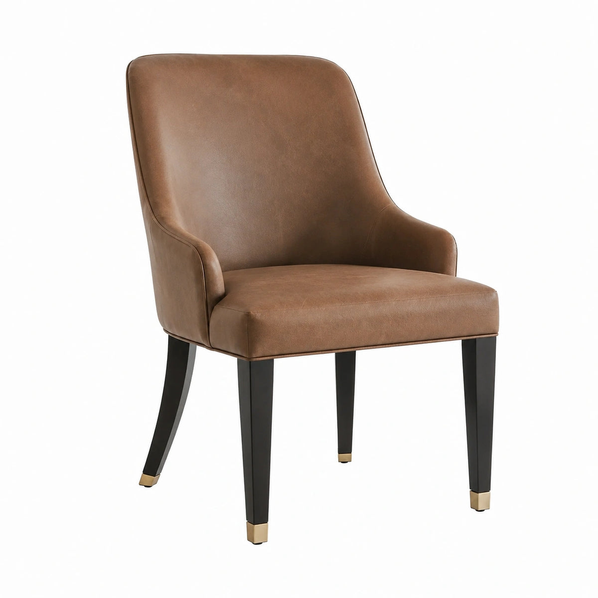 Fauteuil contemporain aspect cuir marron, 65 x 70 x 90 cm