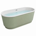 Baignoire îlot contemporaine en acrylique vert sauge et blanc 170 x 75 x 58 cm