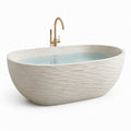 Baignoire îlot contemporaine en résine minérale blanc crème, 170 x 80 x 58 cm