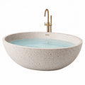 Baignoire îlot ovale en terrazzo beige 170 x 80 x 55 cm