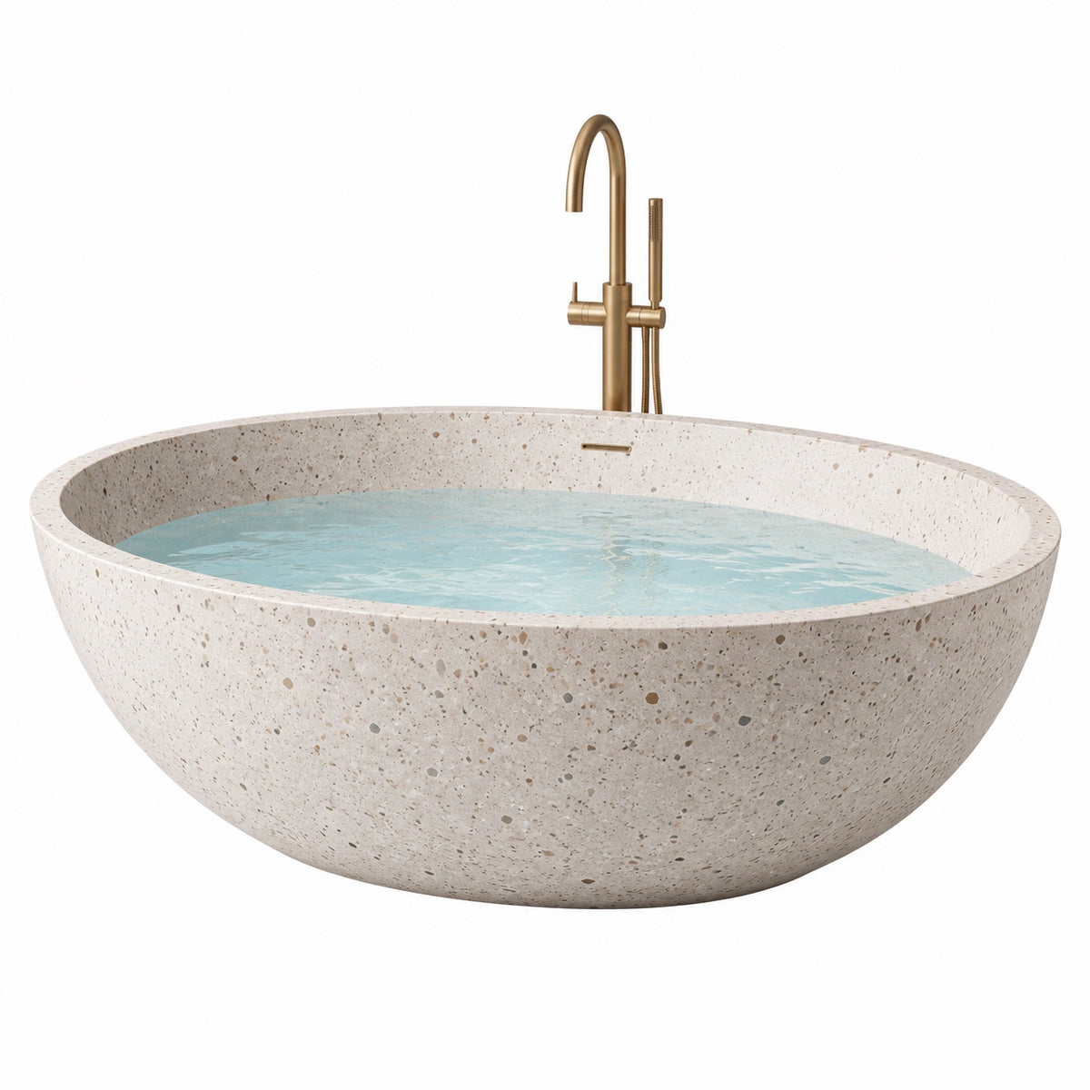 Baignoire îlot ovale en terrazzo beige 170 x 80 x 55 cm