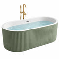 Baignoire ovale en acrylique vert sauge et blanc, 170 x 80 x 58 cm, style contemporain
