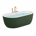 Baignoire îlot ovale contemporaine en acrylique vert foncé et blanc, 170 x 75 x 58 cm